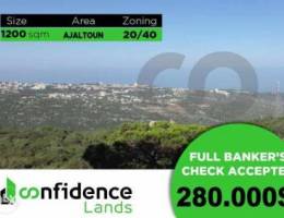 TOP CATCH 1200 SQM Land In Ajaltoun With U...