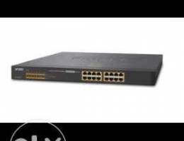 Planet 16Port Gigabit 802.3 at PoE+ Ethern...