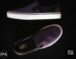 purple checkered vans | classic slip on Sh...