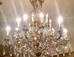 Spanish Bronze & Crystal Chandelier