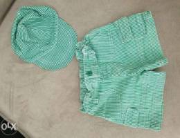 baby green short & hat