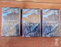 set of three johann straus audio cassettes...