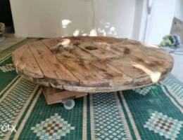 Wooden spool wheeled table