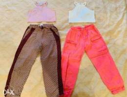 zara 2 sets of pants and crop tops (300,00...