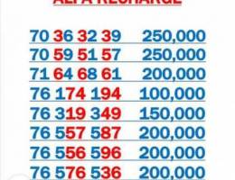 alfa numbers from 100 to 250,000