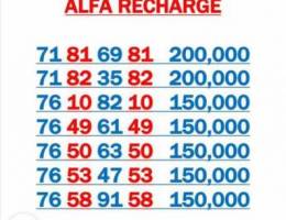 new alfa numbers 150 and 200,000