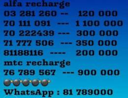 Alfa & mtc recharge numbers