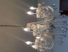 Silver Glass and Crystal Chandelier - 8 Li...