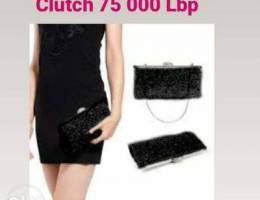 Clutch bag only black glittered