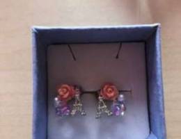 silver earrings paris with flower