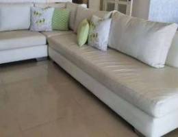 White leather corner sofa